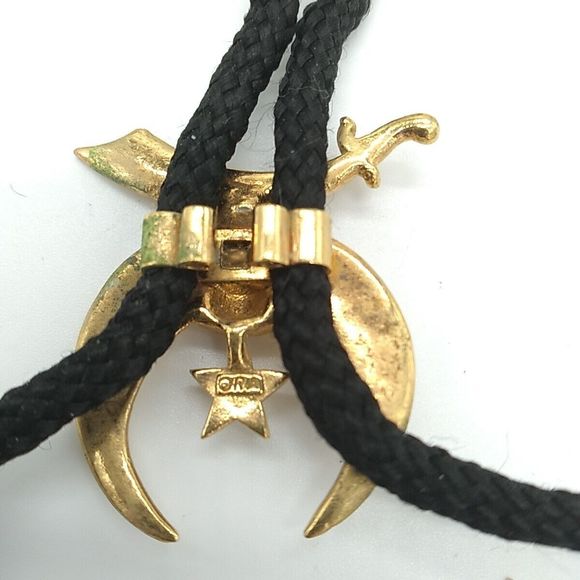 Vintage Masonic Star Shriners Crest, Star & Sword Freemasons Black Bolo Tie - Picture 5 of 5